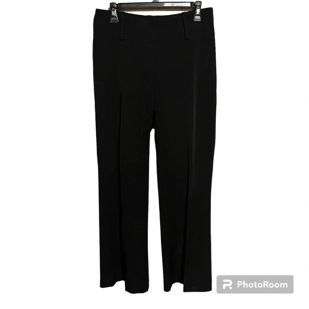 Boho Chic Women Black Dress Pants Size 8 Wide Belt Loops Flare Leg